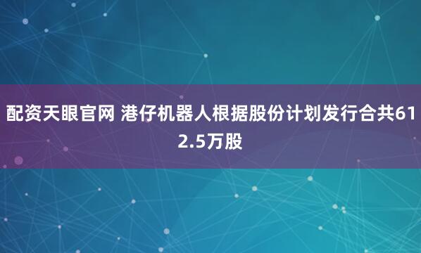 配资天眼官网 港仔机器人根据股份计划发行合共612.5万股